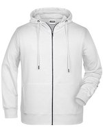 James&Nicholson Zip-Hoody mit Kängurutasche für Herren, Black S, JN8026 – White