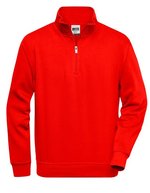 James&Nicholson Halbzip Sweatshirt mit Stehkragen, Aqua XS, JN831 – Red