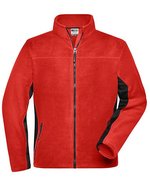 James&Nicholson Fleece-Jacke „STRONG“ mit Softshell-Einsätzen, Black/Carbon XS, JN842 – Rouge/Noir