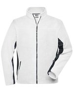 James&Nicholson Fleece-Jacke „STRONG“ mit Softshell-Einsätzen, Black/Carbon XS, JN842 – Blanc/Carbone