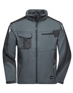 James&Nicholson Workwear Softshell Jacke -STRONG- CORDURA, Black/Black XS, JN844 – Carbon/Black