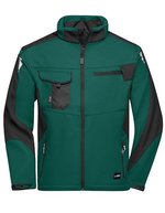 James&Nicholson Workwear Softshell Jacke -STRONG- CORDURA, Black/Black XS, JN844 – Dark Green/Black