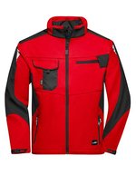 James&Nicholson Workwear Softshell Jacke -STRONG- CORDURA, Black/Black XS, JN844 – Red/Black