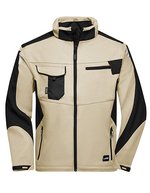 James&Nicholson Workwear Softshell Jacke -STRONG- CORDURA, Black/Black XS, JN844 – Stone/Black