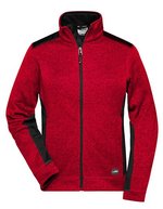 James&Nicholson Fleecejacke mit Softshell-Einsätzen für Damen, Black/Black XS, JN861 – Red Melange/Black
