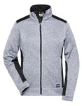 James&Nicholson Fleecejacke mit Softshell-Einsätzen für Damen, Red Melange/Black S, JN861 – White Melange/Carbon