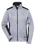 James&Nicholson Fleecejacke mit Softshell-Einsätzen für Damen, Black/Black XS, JN861 – White Melange/Carbon