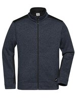 James&Nicholson Knitted Workwear Fleecejacke "STRONG, Black/Black XS, JN862 – Carbon Melange/Black