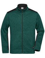 James&Nicholson Knitted Workwear Fleecejacke "STRONG, Black/Black XS, JN862 – Dark Green Melange/Black