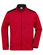 James&Nicholson Knitted Workwear Fleecejacke "STRONG, Black/Black XS, JN862 – Red Melange/Black