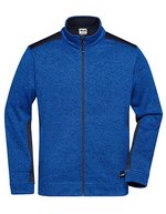 James&Nicholson Knitted Workwear Fleecejacke "STRONG, Black/Black XS, JN862 – Royal Melange/Navy