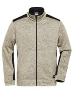 James&Nicholson Knitted Workwear Fleecejacke "STRONG, Black/Black XS, JN862 – Stone Melange/Black