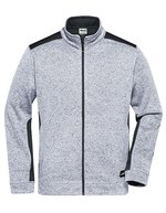 James&Nicholson Knitted Workwear Fleecejacke "STRONG, Black/Black XS, JN862 – White Melange/Carbon