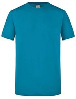 James&Nicholson Slim Fit Rundhals-T-Shirt Baumwolle für Herren, White S, JN911 – Caribbean Blue