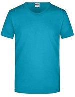 James&Nicholson Slim Fit V-Neck T-Shirt für Herren, White S, JN912 – Caribbean Bleu