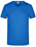 James&Nicholson Slim Fit V-Neck T-Shirt für Herren, White S, JN912 – Cobalt