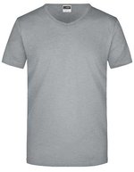 James&Nicholson Slim Fit V-Neck T-Shirt für Herren, White S, JN912 – Gris Chine