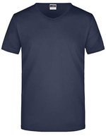 James&Nicholson Slim Fit V-Neck T-Shirt für Herren, White S, JN912 – Marine
