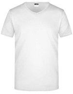 James&Nicholson Slim Fit V-Neck T-Shirt für Herren, White S, JN912 – Blanc