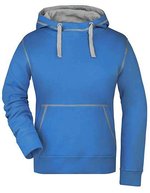 James&Nicholson Lifestyle Hoody mit Kontrastnähten für Damen, Black/Grey Heather S, JN960 – Cobalto/Grigio Melange