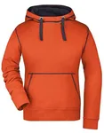 James&Nicholson Lifestyle Hoody mit Kontrastnähten für Damen, Cobalt/Grey Heather M, JN960 – Dark Orange/Navy