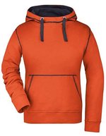 James&Nicholson Lifestyle Hoody mit Kontrastnähten für Damen, Black/Grey Heather S, JN960 – Arancione scuro/Blu navy