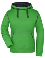 James&Nicholson Lifestyle Hoody mit Kontrastnähten für Damen, Black/Grey Heather S, JN960 – Verde/Blu navy