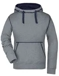 James&Nicholson Lifestyle Hoody mit Kontrastnähten für Damen, Cobalt/Grey Heather M, JN960 – Grey Melange/Navy