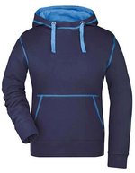 James&Nicholson Lifestyle Hoody mit Kontrastnähten für Damen, Black/Grey Heather S, JN960 – Blu navy/Cobalto