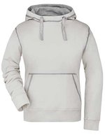 James&Nicholson Lifestyle Hoody mit Kontrastnähten für Damen, Black/Grey Heather S, JN960 – Bianco sporco/Grigio Melange