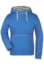 James&Nicholson Lifestyle Hoody mit Kontrastnähten für Damen, Black/Grey Heather S, JN960 – Bild 3