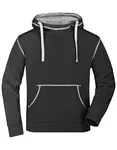 James&Nicholson Kapuzen-Sweatshirt mit Kontrastnähten für Herren, Navy/Cobalt M, JN961 – Black/Grey Heather