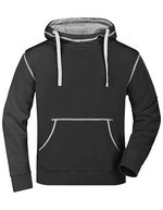James&Nicholson Kapuzen-Sweatshirt mit Kontrastnähten für Herren, Black/Grey Heather S, JN961 – Bild 1