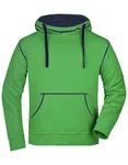 James&Nicholson Kapuzen-Sweatshirt mit Kontrastnähten für Herren, Navy/Cobalt M, JN961 – Green/Navy