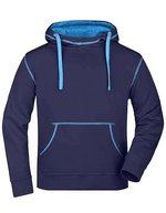 James&Nicholson Kapuzen-Sweatshirt mit Kontrastnähten für Herren, Black/Grey Heather S, JN961 – Blu navy/Cobalto
