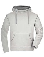 James&Nicholson Kapuzen-Sweatshirt mit Kontrastnähten für Herren, Black/Grey Heather S, JN961 – Bianco sporco/Grigio Melange