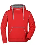 James&Nicholson Kapuzen-Sweatshirt mit Kontrastnähten für Herren, Navy/Cobalt M, JN961 – Red/Grey Heather