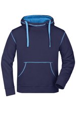 James&Nicholson Kapuzen-Sweatshirt mit Kontrastnähten für Herren, Black/Grey Heather S, JN961 – Bild 3