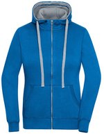 James&Nicholson Zip-Hoody mit tailliertem Schnitt für Damen, Black/Grey Heather S, JN962 – Cobalt/Grey Heather