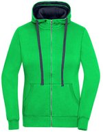 James&Nicholson Zip-Hoody mit tailliertem Schnitt für Damen, Black/Grey Heather S, JN962 – Green/Navy