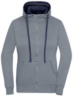 James&Nicholson Zip-Hoody mit tailliertem Schnitt für Damen, Black/Grey Heather S, JN962 – Grey Melange/Navy