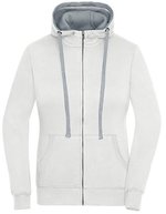 James&Nicholson Zip-Hoody mit tailliertem Schnitt für Damen, Black/Grey Heather S, JN962 – Off White/Grey Heather