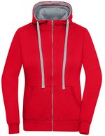 James&Nicholson Zip-Hoody mit tailliertem Schnitt für Damen, Black/Grey Heather S, JN962 – Red/Grey Heather