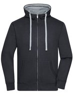 James&Nicholson Men´s Lifestyle Zip-Hoody Black/Grey Heather S (JN963), JN963 – Bild 2