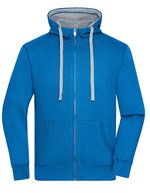 James&Nicholson Men´s Lifestyle Zip-Hoody Black/Grey Heather S (JN963), JN963 – Cobalt/Grey Heather