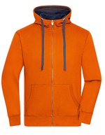 James&Nicholson Men´s Lifestyle Zip-Hoody Black/Grey Heather S (JN963), JN963 – Dark Orange/Navy