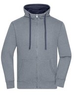 James&Nicholson Men´s Lifestyle Zip-Hoody Black/Grey Heather S (JN963), JN963 – Grey Melange/Navy