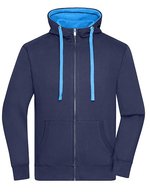 James&Nicholson Men´s Lifestyle Zip-Hoody Black/Grey Heather S (JN963), JN963 – Navy/Cobalt