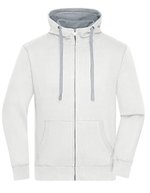 James&Nicholson Men´s Lifestyle Zip-Hoody Black/Grey Heather S (JN963), JN963 – Off White/Grey Heather