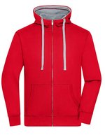 James&Nicholson Men´s Lifestyle Zip-Hoody Black/Grey Heather S (JN963), JN963 – Red/Grey Heather